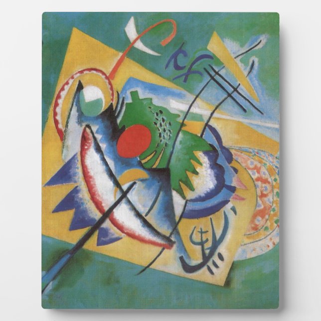 Kandinsky Red Oval Abstract Artwork Green Yellow Plaque (Front)
