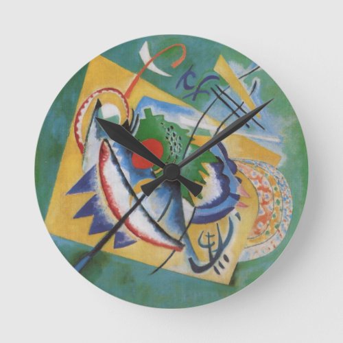 Kandinsky Red Oval Abstract Artwork Green Yellow Round Clock