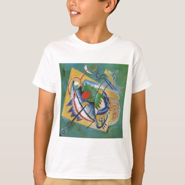 Kandinsky Red Oval Abstract Artwork Green Yellow T-Shirt (Front)