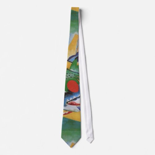 Kandinsky Red Oval Abstract Painting Green Yellow Neck Tie