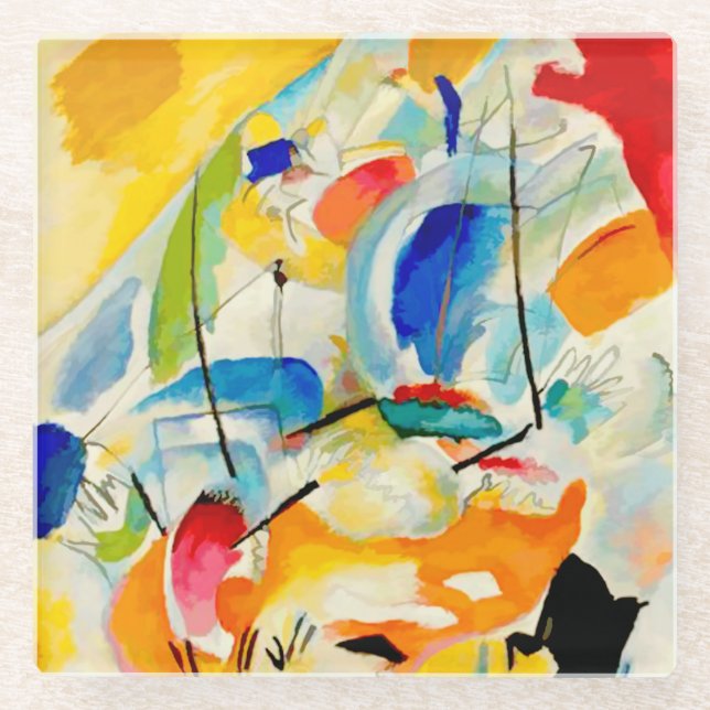 Kandinsky Sea Battle 1913 Glass Coaster (Front)