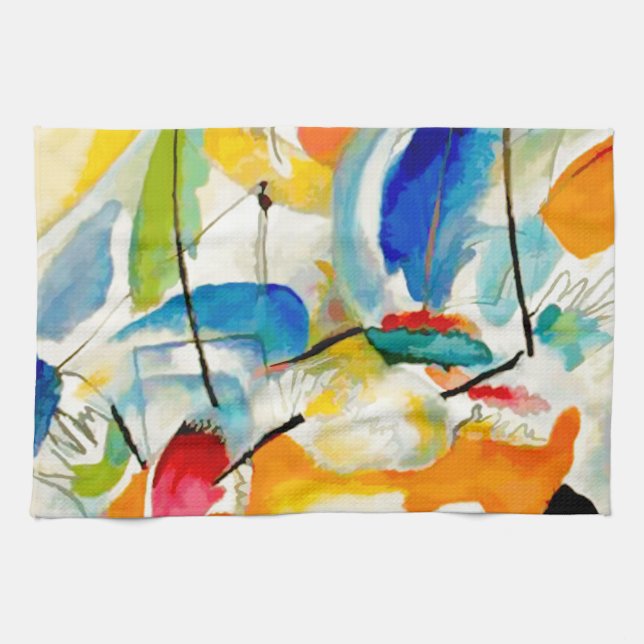 Kandinsky Sea Battle 1913 Towel (Horizontal)