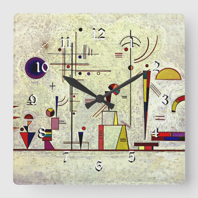 Kandinsky - Serious-Fun, abstract art, Square Wall Clock (Front)