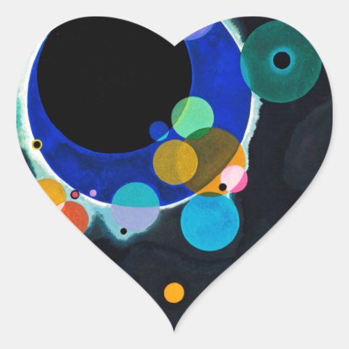 Kandinsky Several Circles Abstract Heart Sticker