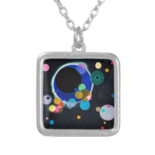 Kandinsky Several Circles Abstract Silver Plated Necklace