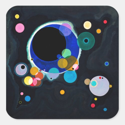 Kandinsky Several Circles Abstract Square Sticker