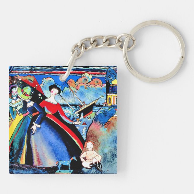Kandinsky - Ship, colorful 1918 painting Keychain (Back)