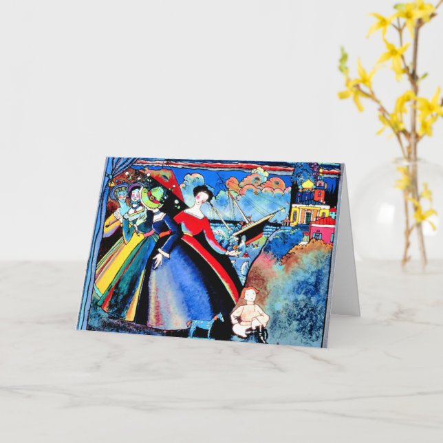 Kandinsky - Ship, colorful painting Card (Yellow Flower)