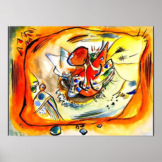 Kandinsky - Sketch for a Painting, Orange Border Poster (Front)