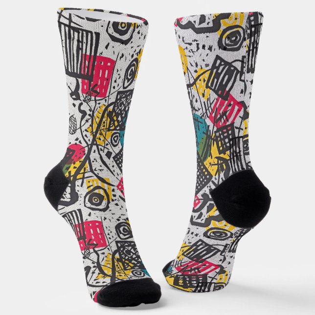 Kandinsky Small Worlds - Art Bauhaus Pattern Socks (Angled)