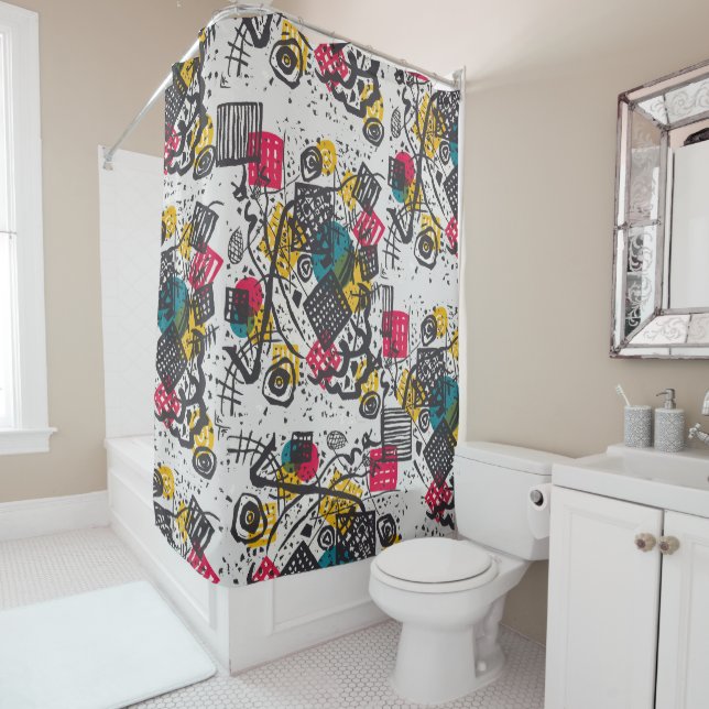 Kandinsky Small Worlds V Abstract Classic Shower Curtain (In Situ)