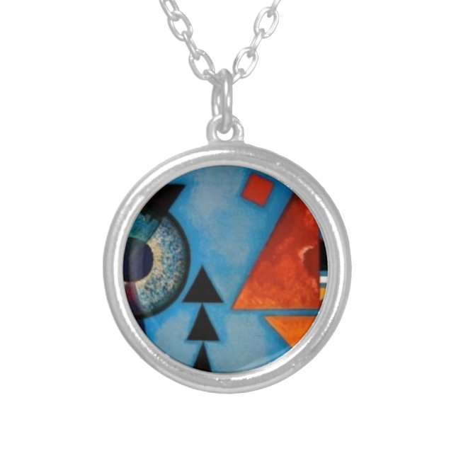 Kandinsky Soft Hard Abstract Silver Plated Necklace (Front)