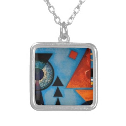 Kandinsky Soft Hard Abstract Silver Plated Necklace