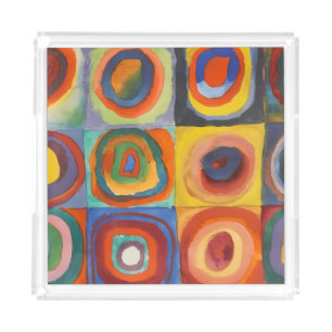 Kandinsky Squares Concentric Circles Acrylic Tray