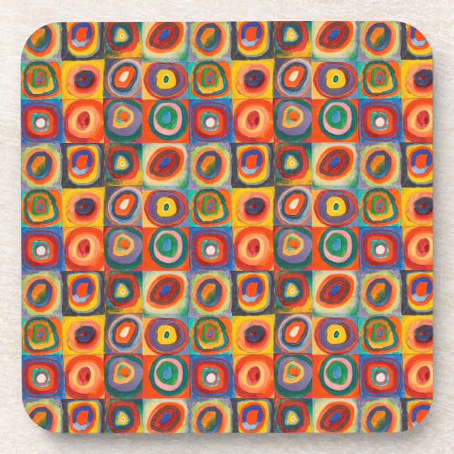 Kandinsky Squares Concentric Circles Beverage Coaster (Front)