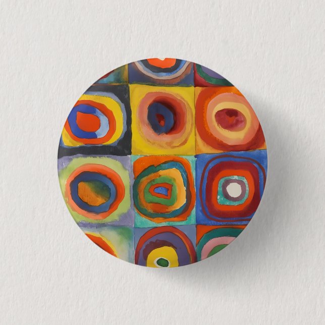 Kandinsky Squares Concentric Circles Button (Front)