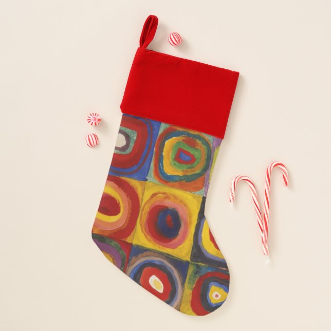 Kandinsky Squares Concentric Circles Christmas Stocking (Front)