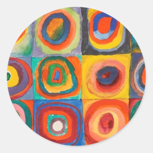 Kandinsky Squares Concentric Circles Classic Round Sticker