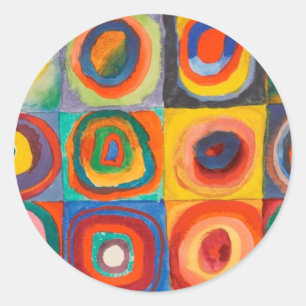 Kandinsky Squares Concentric Circles Classic Round Sticker