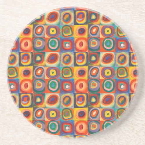 Kandinsky Squares Concentric Circles Coaster