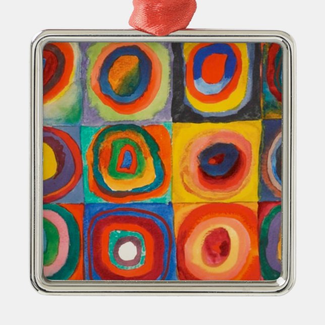Kandinsky Squares Concentric Circles Metal Ornament (Front)