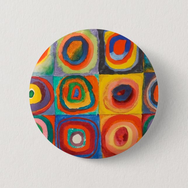 Kandinsky Squares Concentric Circles Pinback Button (Front)