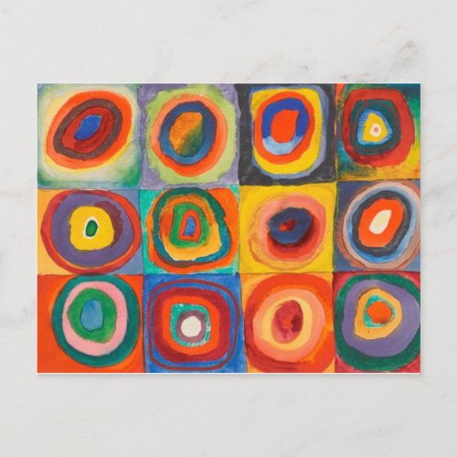 Kandinsky Squares Concentric Circles Postcard