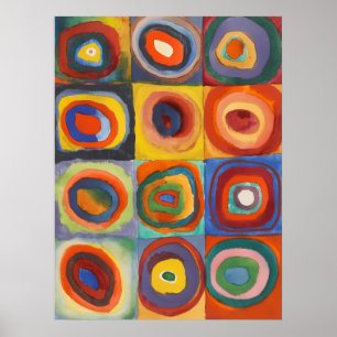 Kandinsky Squares Concentric Circles Poster