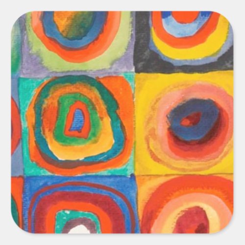 Kandinsky Squares Concentric Circles Square Sticker