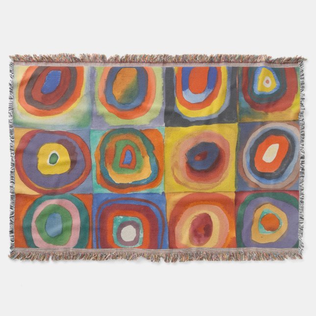 Kandinsky Squares Concentric Circles Throw Blanket (Front)