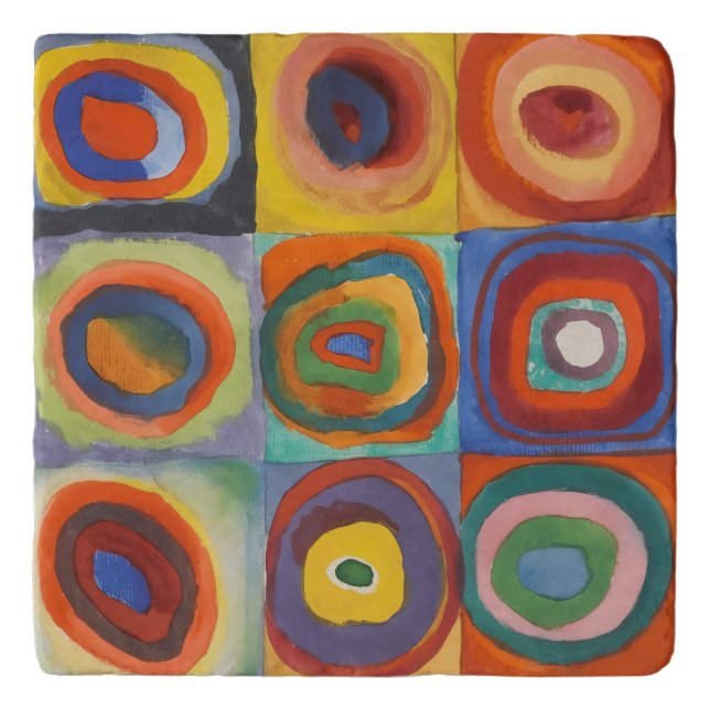 Kandinsky Squares Concentric Circles Trivet (Front)