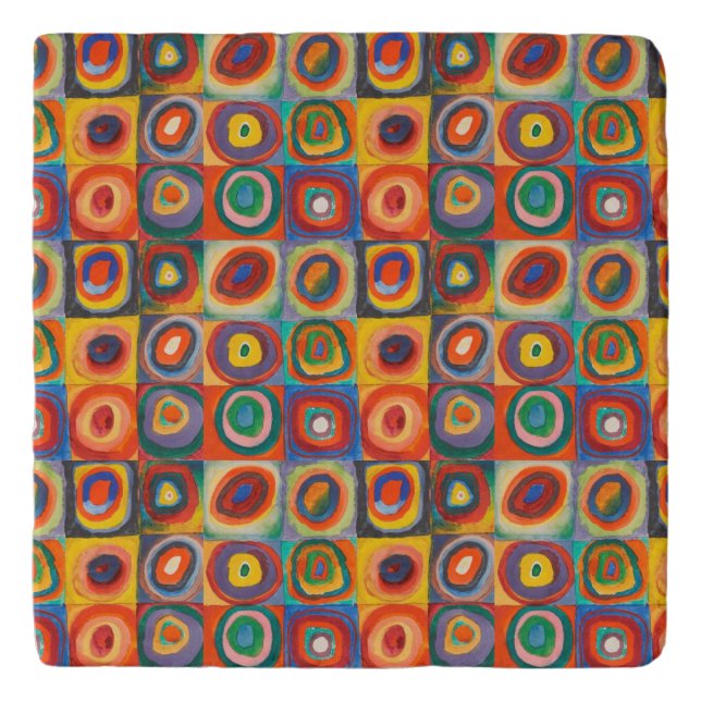 Kandinsky Squares Concentric Circles Trivet (Front)