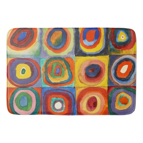 Kandinsky _ Squares with Concentric Circles Bathroom Mat