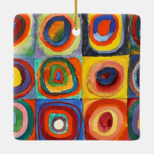 Kandinsky _ Squares with Concentric Circles Ceramic Ornament