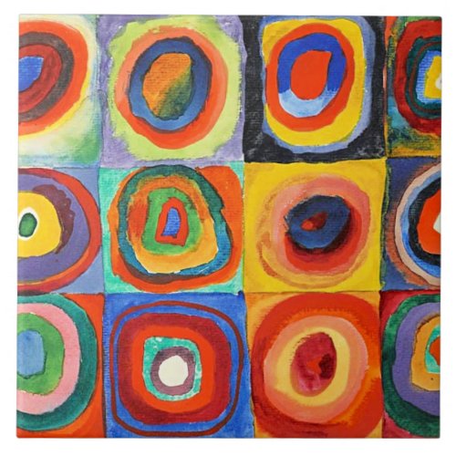 Kandinsky _ Squares with Concentric Circles Ceramic Tile