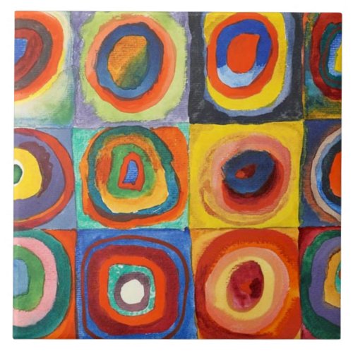 Kandinsky _ Squares with Concentric Circles Ceramic Tile