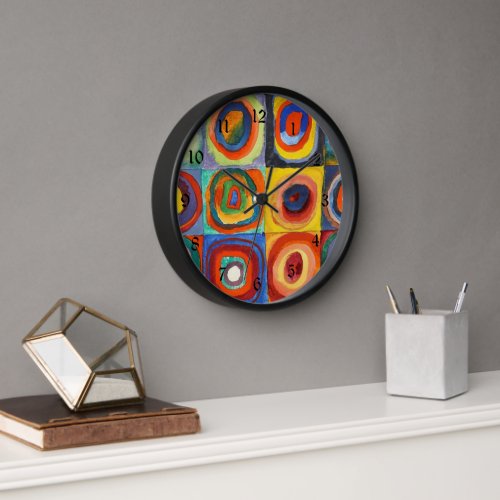 Kandinsky _ Squares with Concentric Circles Clock