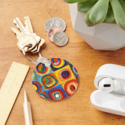 Kandinsky _ Squares with Concentric Circles Keychain