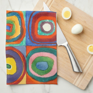 Kandinsky - Squares with Concentric Circles Kitchen Towel