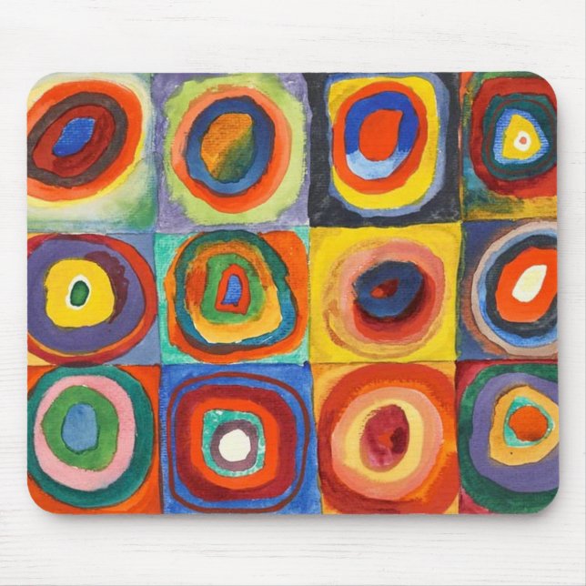 Kandinsky - Squares with Concentric Circles Mouse Pad (Front)