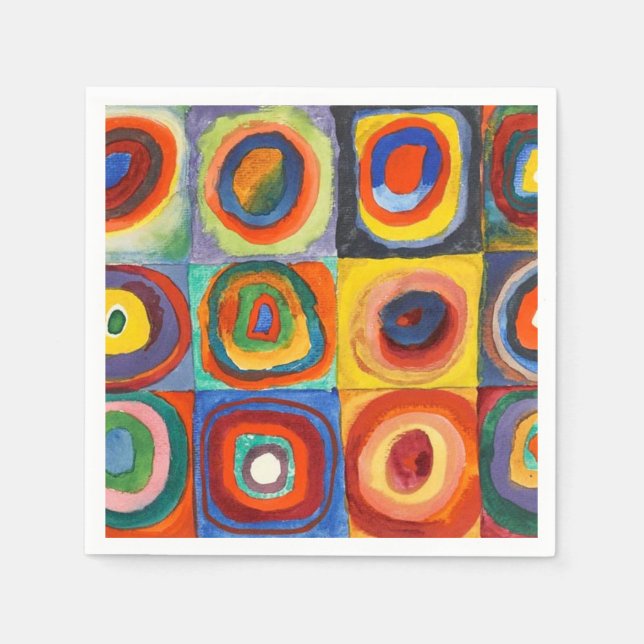 Kandinsky - Squares with Concentric Circles Napkins (Front)