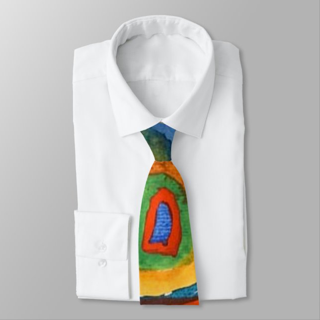 Kandinsky - Squares with Concentric Circles Neck Tie (Tied)