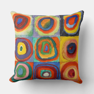 Kandinsky - Squares with Concentric Circles Throw Pillow