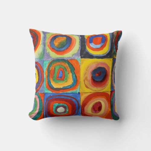 Kandinsky _ Squares with Concentric Circles Throw Pillow