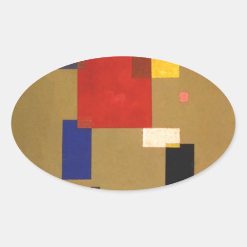 Kandinsky Thirteen Rectangles Abstract Painting Oval Sticker
