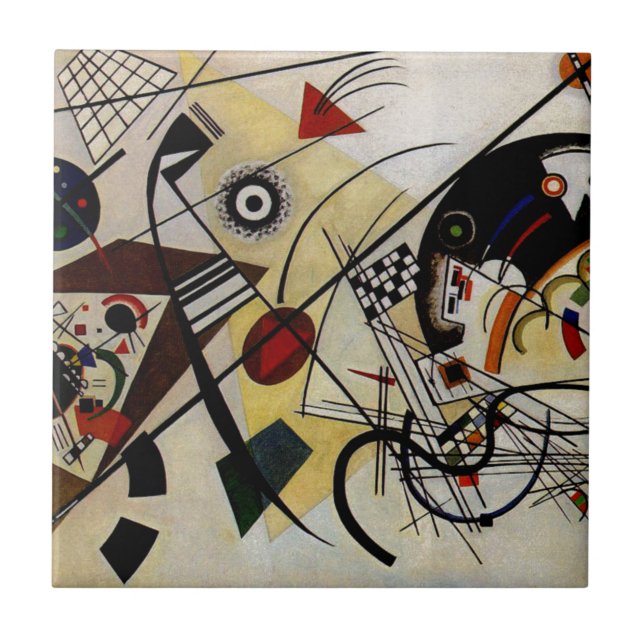 Kandinsky Transverse Unbroken Line Ceramic Tile (Front)