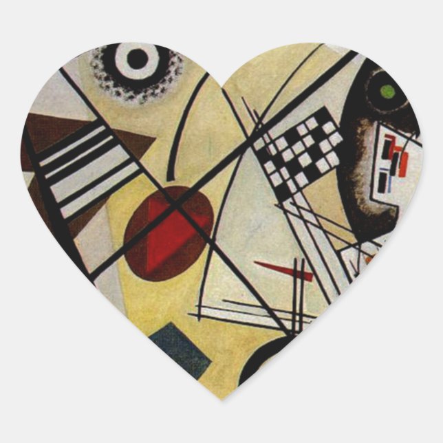 Kandinsky Transverse Unbroken Line Heart Sticker (Front)