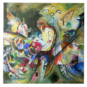 Kandinsky - Troubled, colorful painting, Ceramic Tile