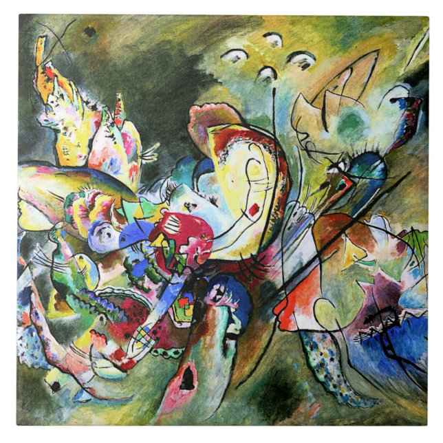 Kandinsky - Troubled, colorful painting, Ceramic Tile (Front)