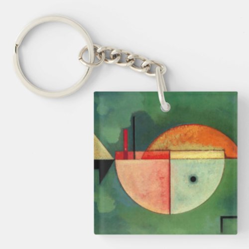 Kandinsky Upward Abstract Painting Green Keychain